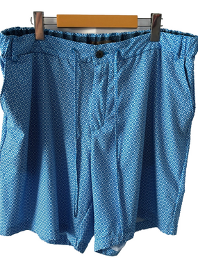 Robert Graham Blue & White Geometric Print Shorts 40 Classic Fit Casual Pockets